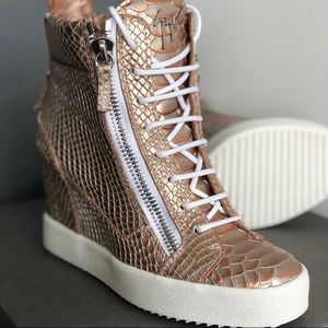 Giuseppe Zanotti Gold Wedge Sneakers